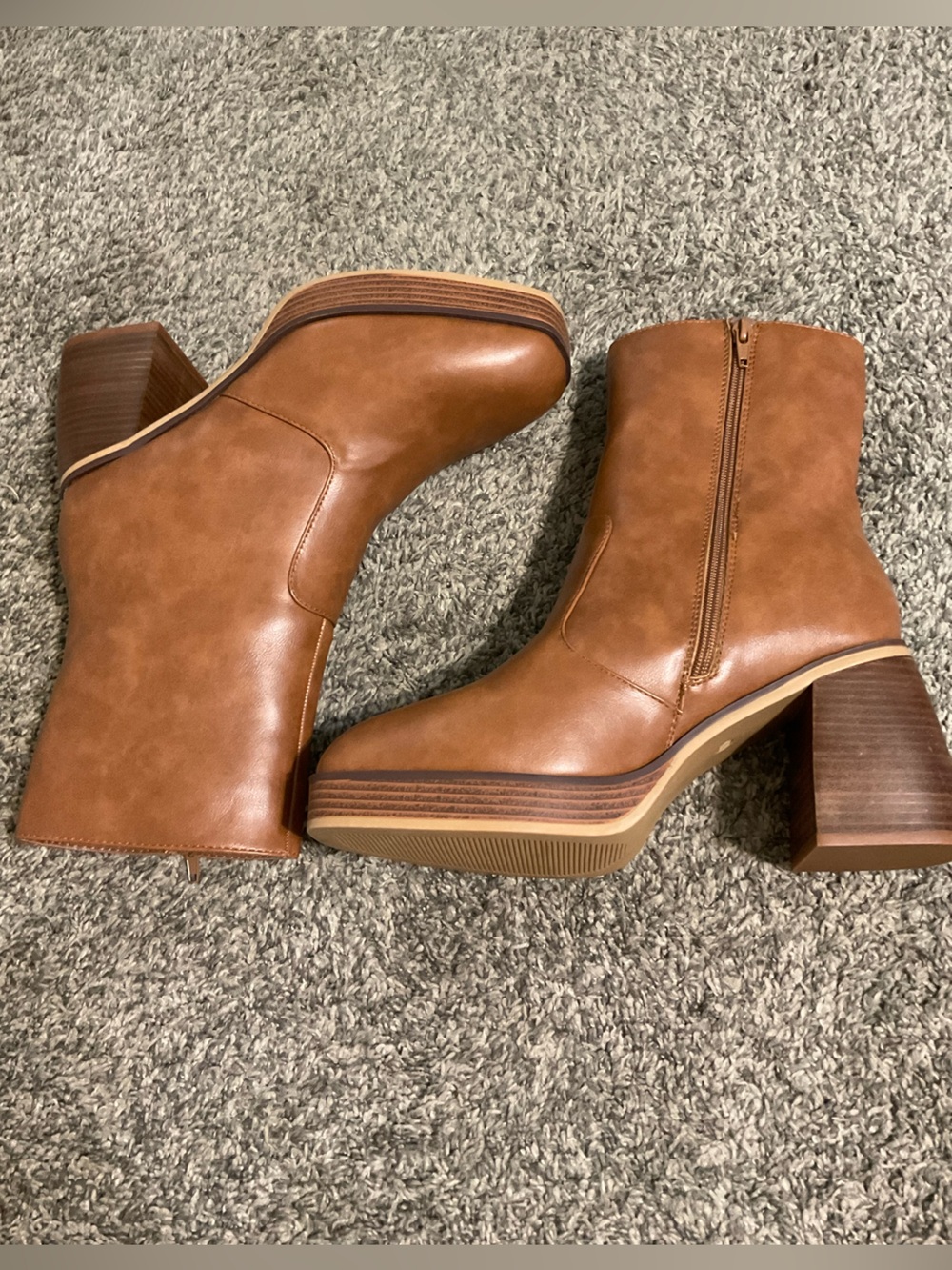 Maurices Candace Cognac Y2K Platform Block Heel Ankle Boots - 11M - Picture 5 of 11